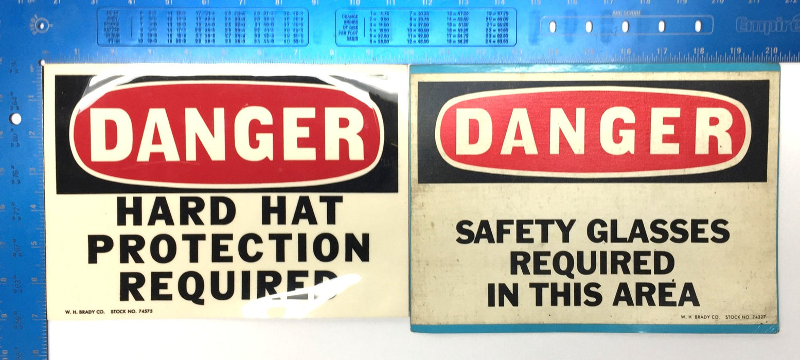 W.H. Brady Vinyl 14" x 10" 'DANGER' Adhesive Safety Pack (2pcs) 74575/74327 NOS