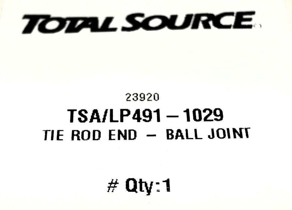 Total Source Ball Joint Tie Rod End LP491-1029 (TSA/LP491-1029) NOS
