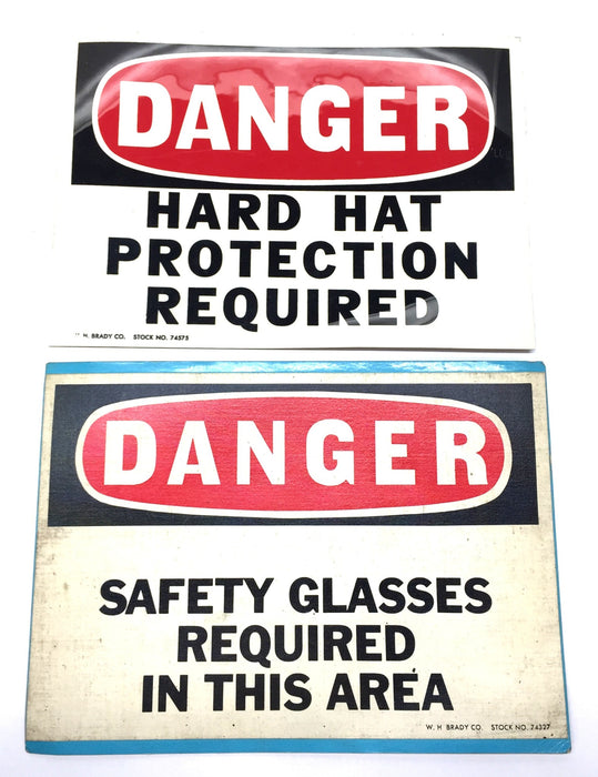 W.H. Brady Vinyl 14" x 10" 'DANGER' Adhesive Safety Pack (2pcs) 74575/74327 NOS