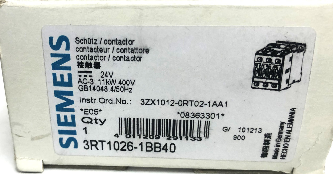 Siemens 24V Contactor 3RT1026-1BB40 USED