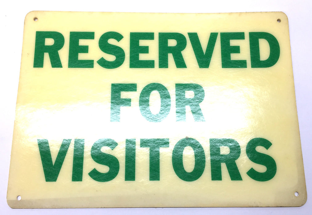 Unbranded 14" x 10" 'RESERVED FOR VISITORS' Fiberboard Sign USED