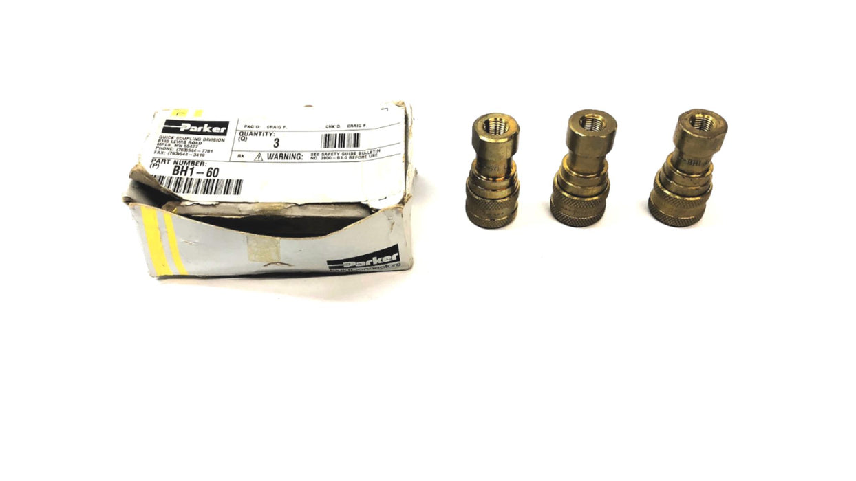 Parker Box of (3) Quick Connect Coupling BH1-60 NOS