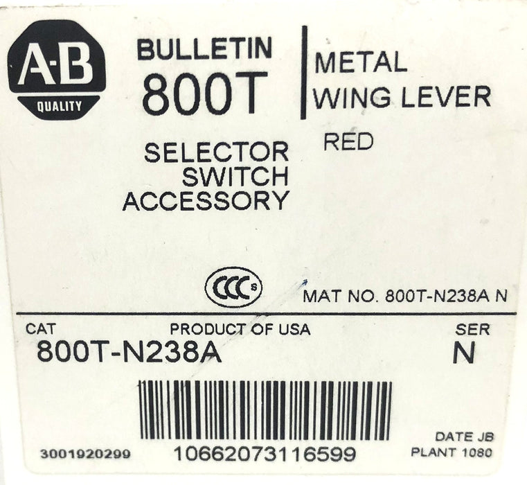 Allen-Bradley Series N Selector Switch Metal Wing Lever 800T-N238A NOS