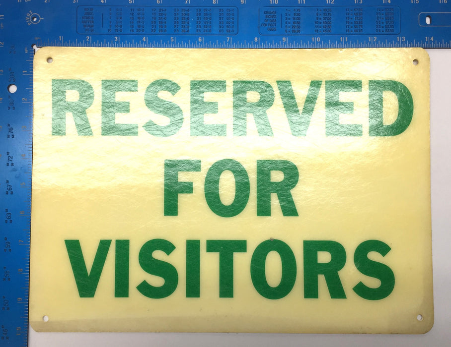 Unbranded 14" x 10" 'RESERVED FOR VISITORS' Fiberboard Sign USED