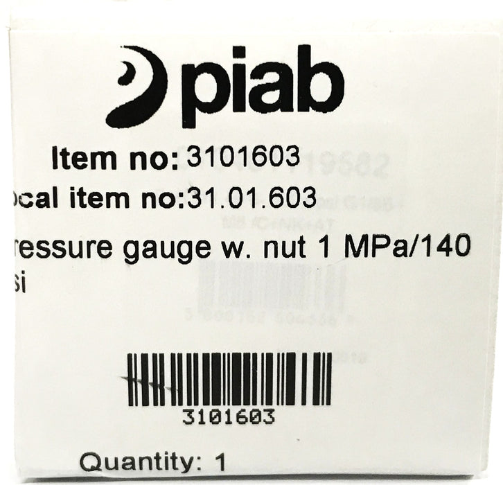 Piab Pressure Gauge 3101-603 NOS