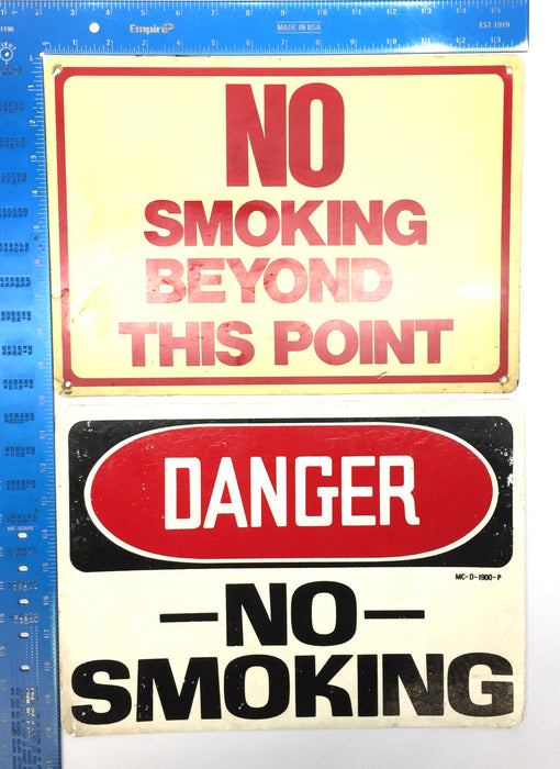 Unbranded 14" x 10" 'NO SMOKING' Plastic Sign Pack (2pcs) USED