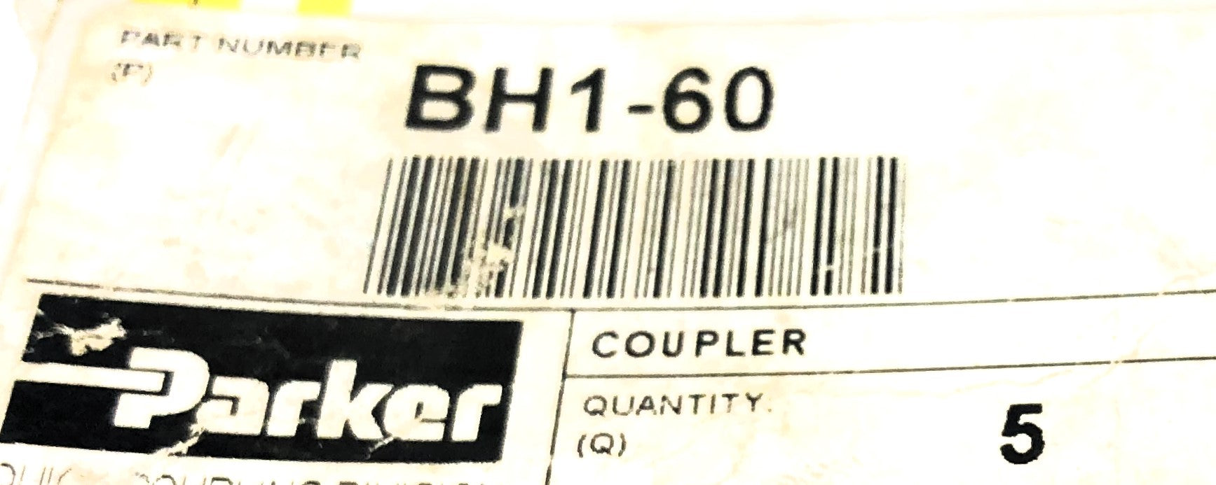 Parker Box of (5) Quick Connect Coupling BH1-60 NOS