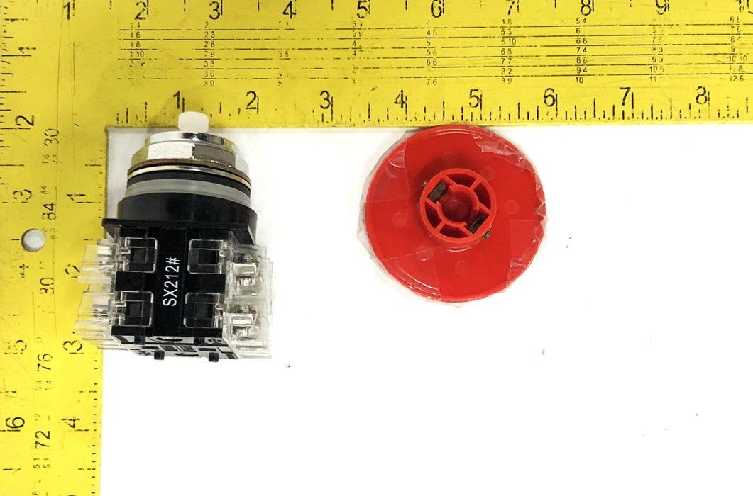 General Electric 60mm HD Oiltight Red Mushroom Head Pushbutton CR104PBM92R6 NOS