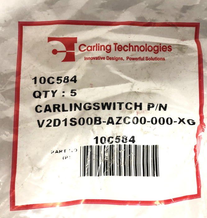 Carling Technologies Rocker Switch 10C584 (V2D1S00B-AZC00-000-XG) [Lot of 4] NOS