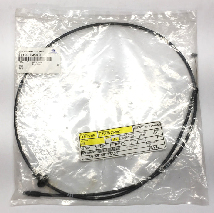 Hyundai Hood Latch Release Cable Assembly 81190 2W000 NOS