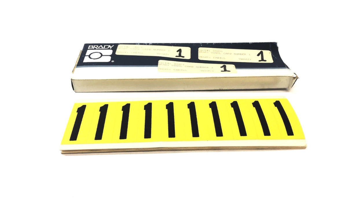 Brady Pack of (8) Black on Yellow #1 Vinyl Cards 34401 NOS