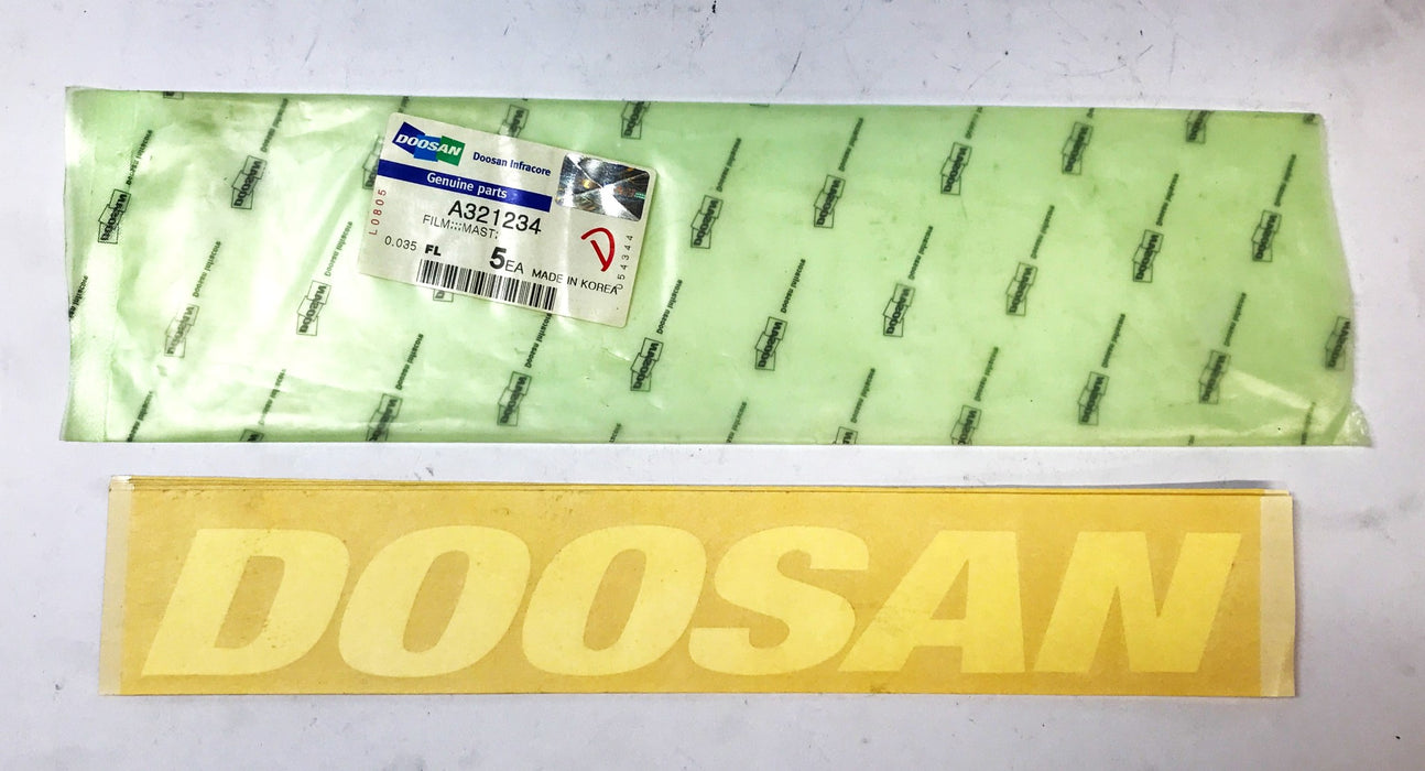 Doosan Forklift "Doosan" Decal A321234 [Lot of 5] NOS