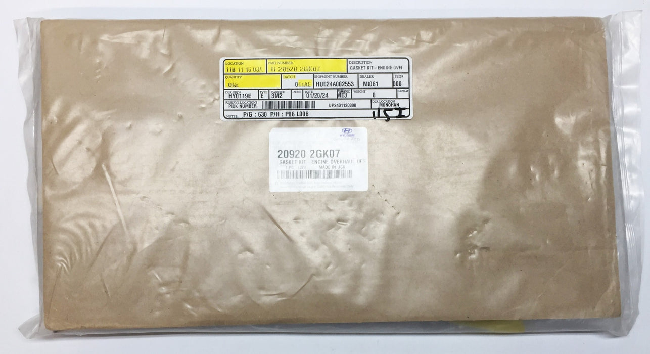Hyundai Engine Overhaul Gasket Kit 20920 2GK07 *OEM Sealed* NOS