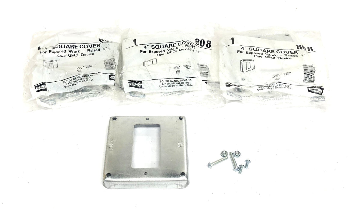 Raco 4IN Square Cover For Exposed Work Raised 1 GFCI Device 808 [Lot of 5] NOS