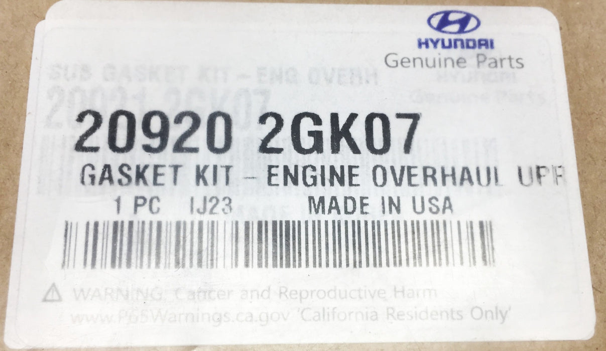 Hyundai Engine Overhaul Gasket Kit 20920 2GK07 *OEM Sealed* NOS