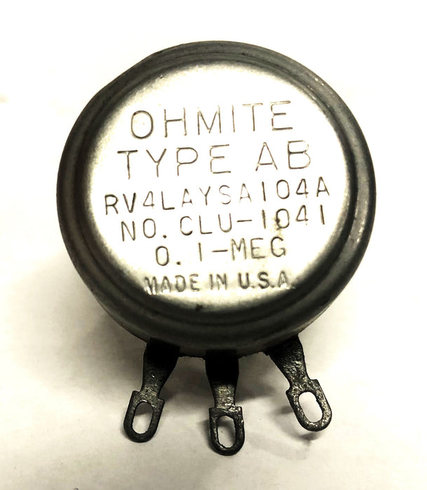 Ohmite 0.1-MEG Type AB RV4LAYSA104A Potentiometer CLU-1041 NOS