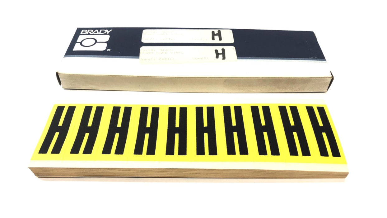 Brady Box of (21) Black on Yellow H Vinyl Cards 3440H NOS