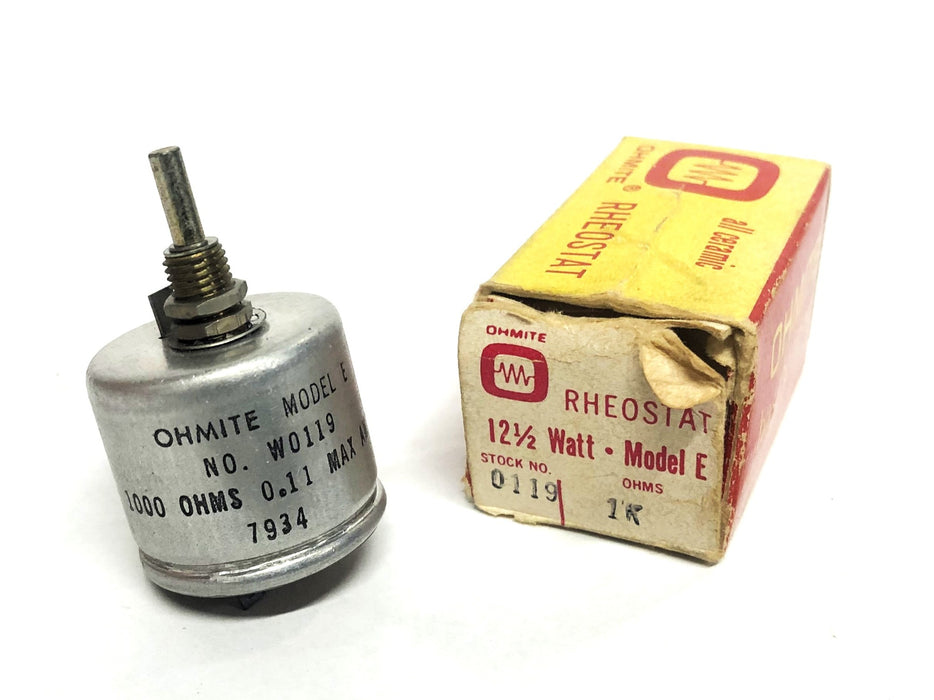 Ohmite 12-1/2 Watt 1000 OHMS 0.11 Max Amp 7934 Model E Rheostat 0119 (W0119) NOS
