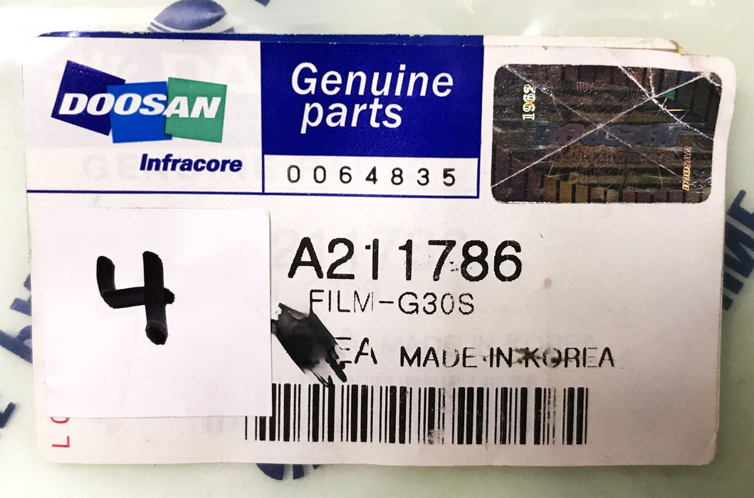 Doosan Forklift "G30S" Decal A211786 [Lot of 4] NOS