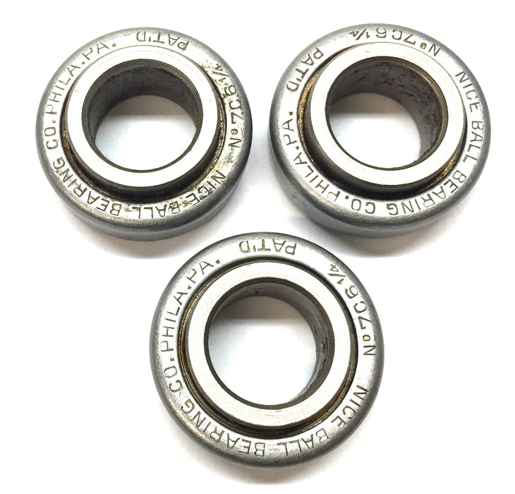NICE Ball Bearing Co. Double-Roller Ball Bearing 706-1/4 [Lot of 3] NOS