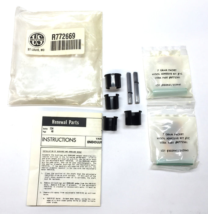 US Motors Varidrive Motors Endolube Renewal Replacement Sizes 6 & 15 R772669 NOS