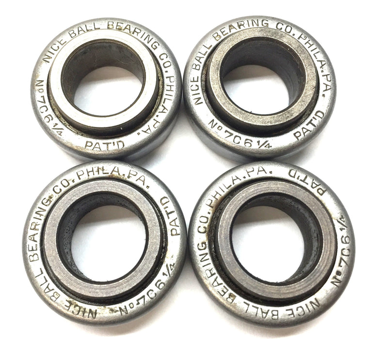 NICE Ball Bearing Co. Double-Roller Ball Bearing 706-1/4 [Lot of 4] NOS