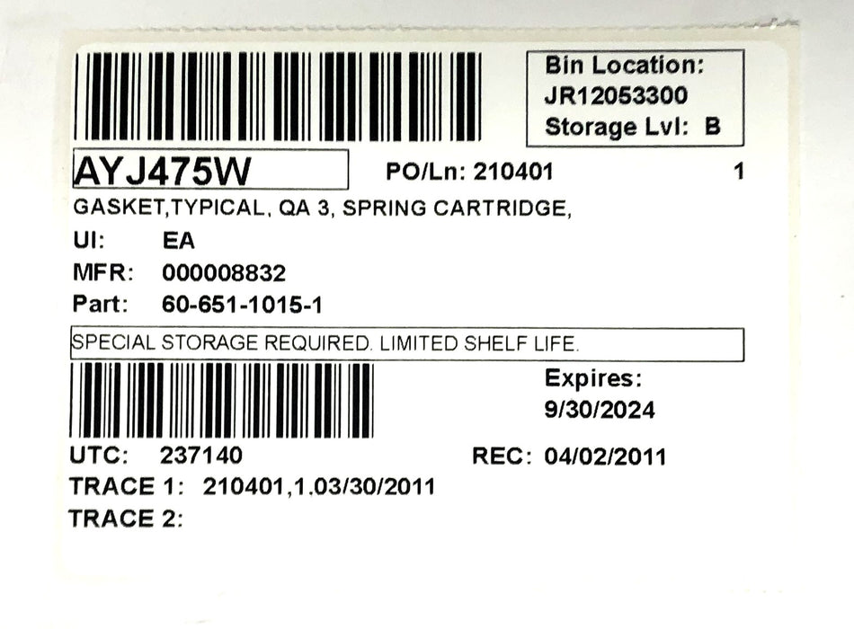 Unbranded Spring Cartridge Typical Gasket 60-651-1015-1 NOS