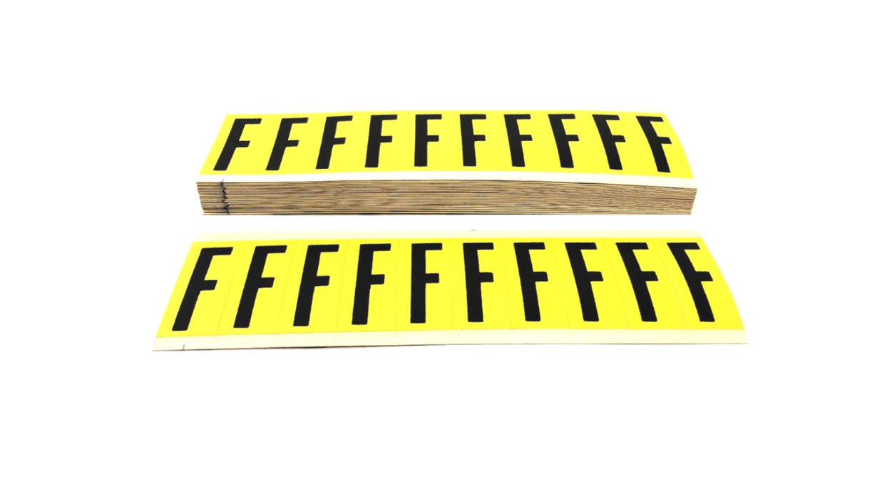 Brady Box of (25) Black on Yellow F Vinyl Cards 3440F NOS