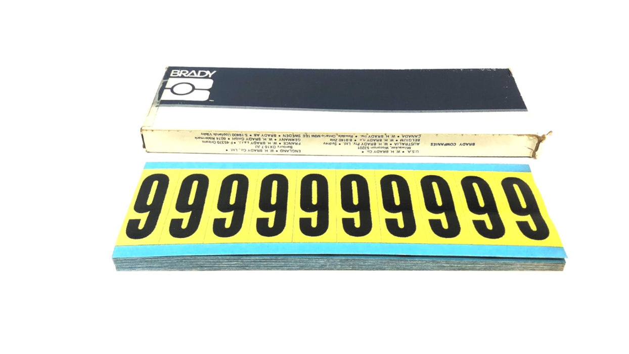 Brady Box of (15) Black on Yellow #9 Vinyl Cards 34409 NOS