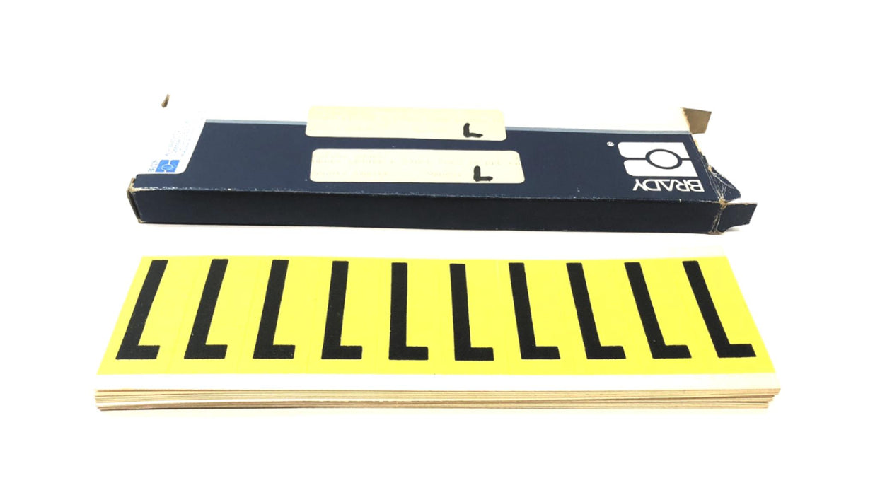 Brady Box of (14) Black on Yellow L Vinyl Cards 3440L NOS