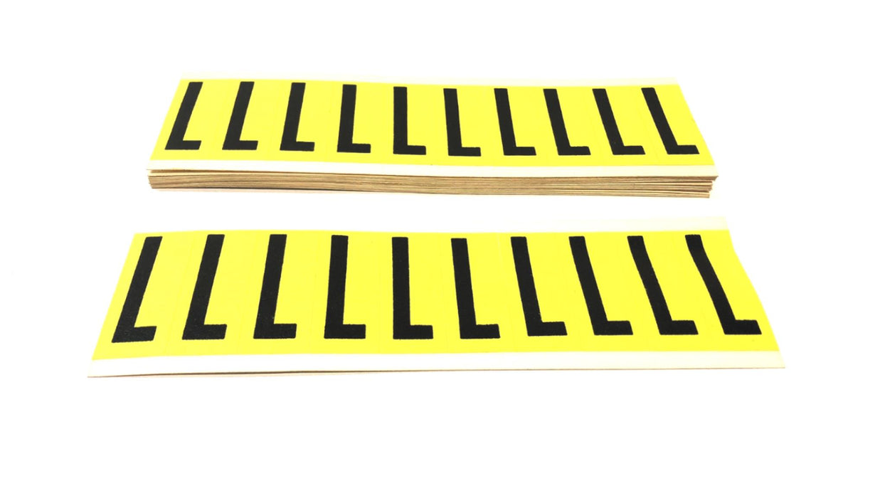 Brady Box of (14) Black on Yellow L Vinyl Cards 3440L NOS