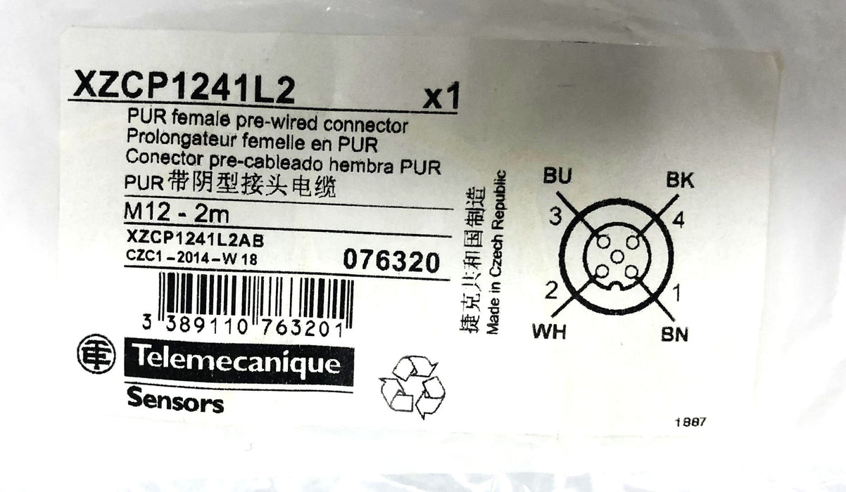 Telemacanique M12-2m PUR Female Pre-Wired Connector XZCP1241L2 [Lot of 3] NOS