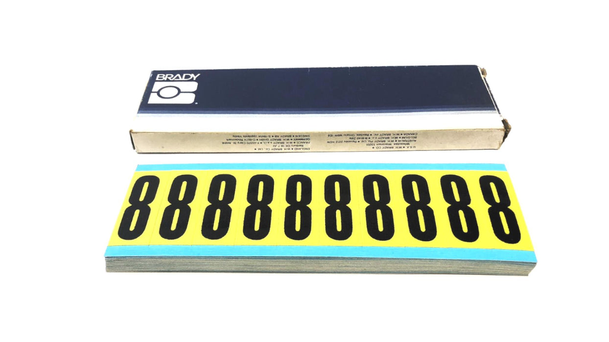 Brady Box of (19) Black on Yellow #8 Vinyl Cards 34408 NOS