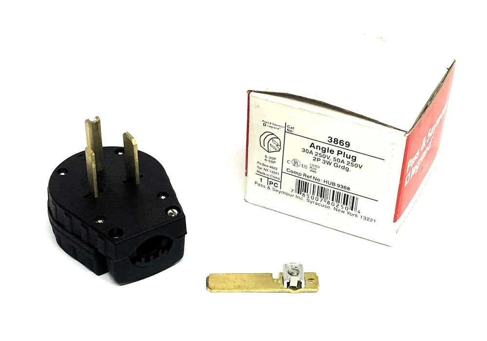 Legrand Pass & Seymour 30/50A 250V 2P3W Angle Plug 3869 NOS
