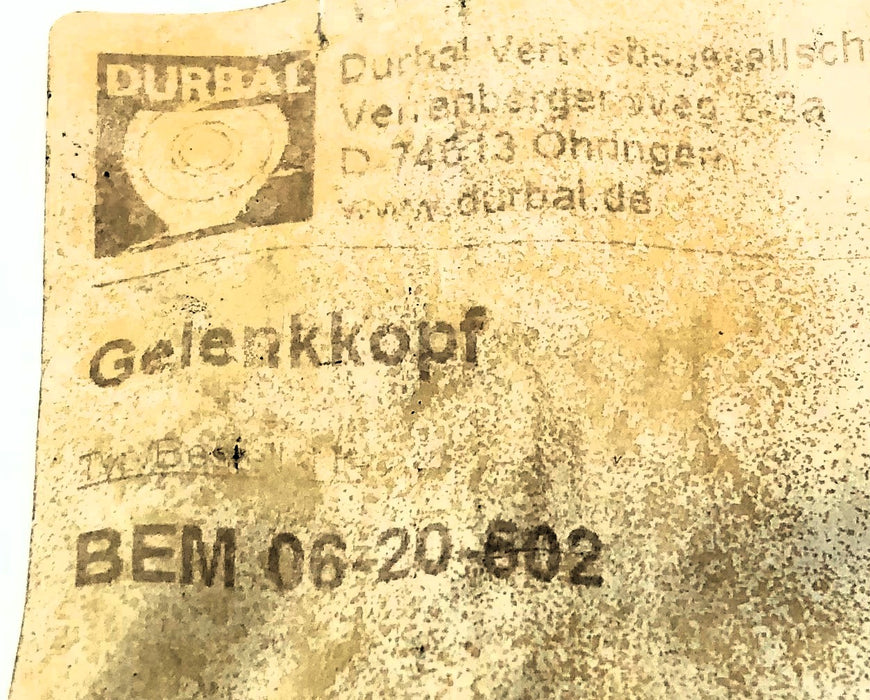 Durbal Rod-End Bearing BEM 06-20-502 NOS