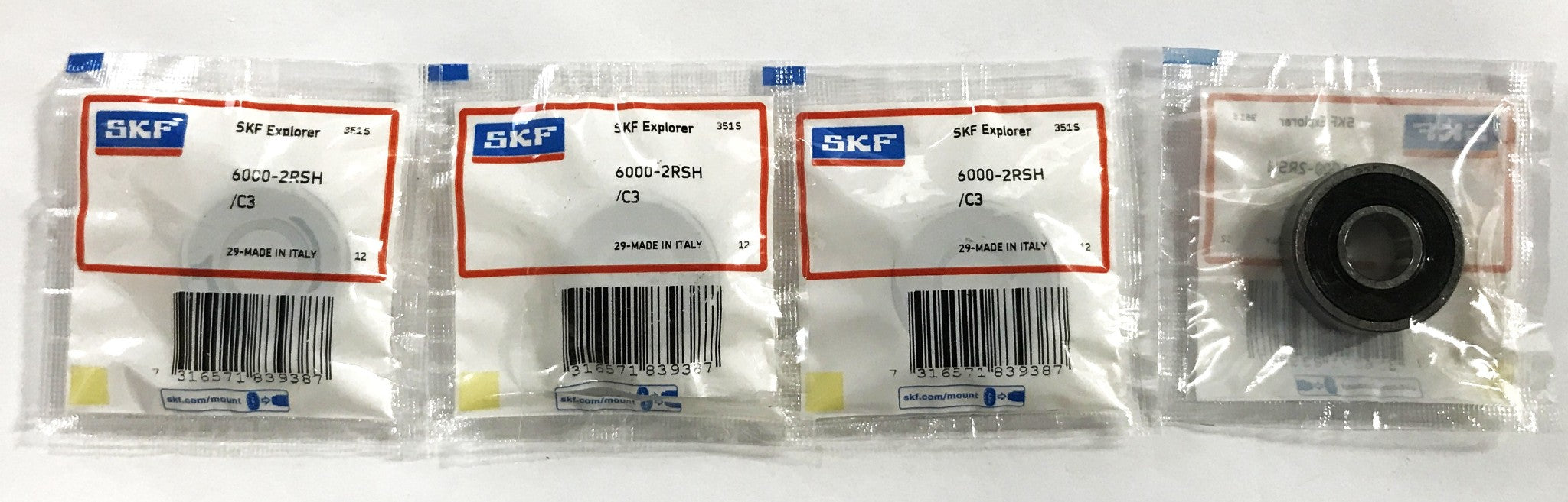 SKF Deep Groove Ball Bearing 6000-2RSH [Lot of 4] NOS
