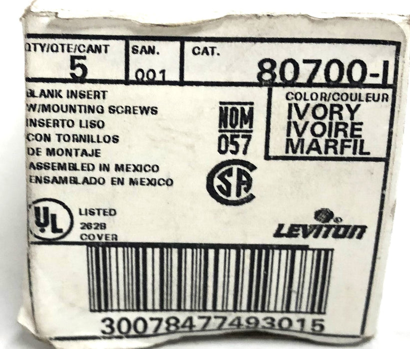Leviton Ivory Blank Insert With Mounting Screws 80700-I [Lot of 5] NOS