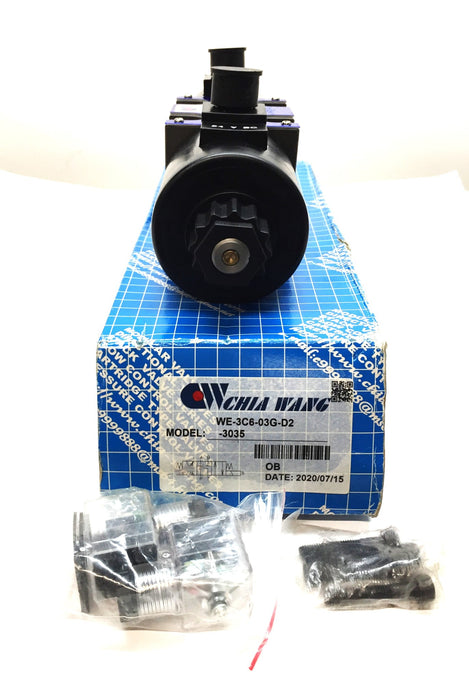 Chia Wang Solenoid Operated Directional Valve WE-3C6-03G-D2-3035 NOS