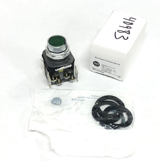 Allen-Bradley Series T Green Flush Button With "D" Cam 800T-KD1AAXX NOS