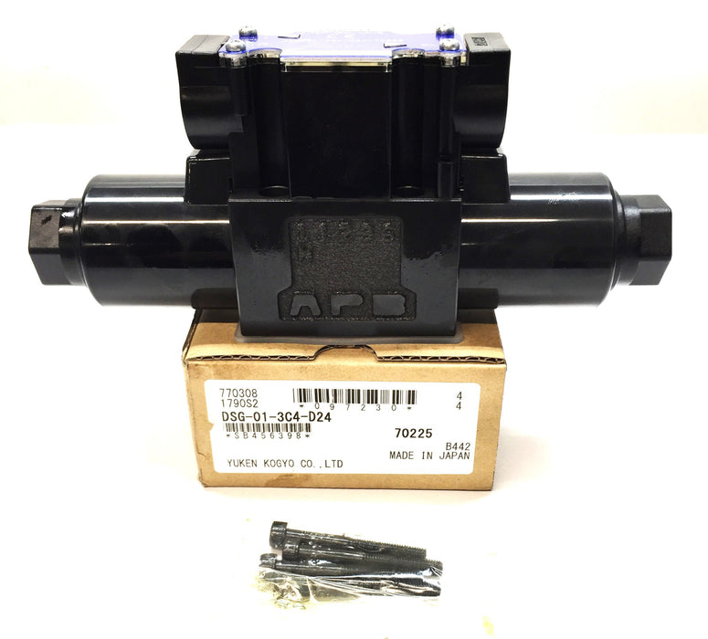 Yuken Kogyo Solenoid Operated Directional Valve DSG-01-3C4-D24-70225 NOS