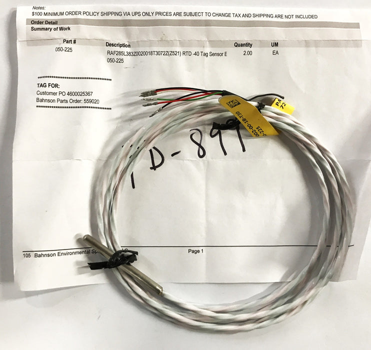 Future Design Controls 6-Wire RTD-40 Tag Sensor RAF285L383Z-002-00-18-T30729 NOS