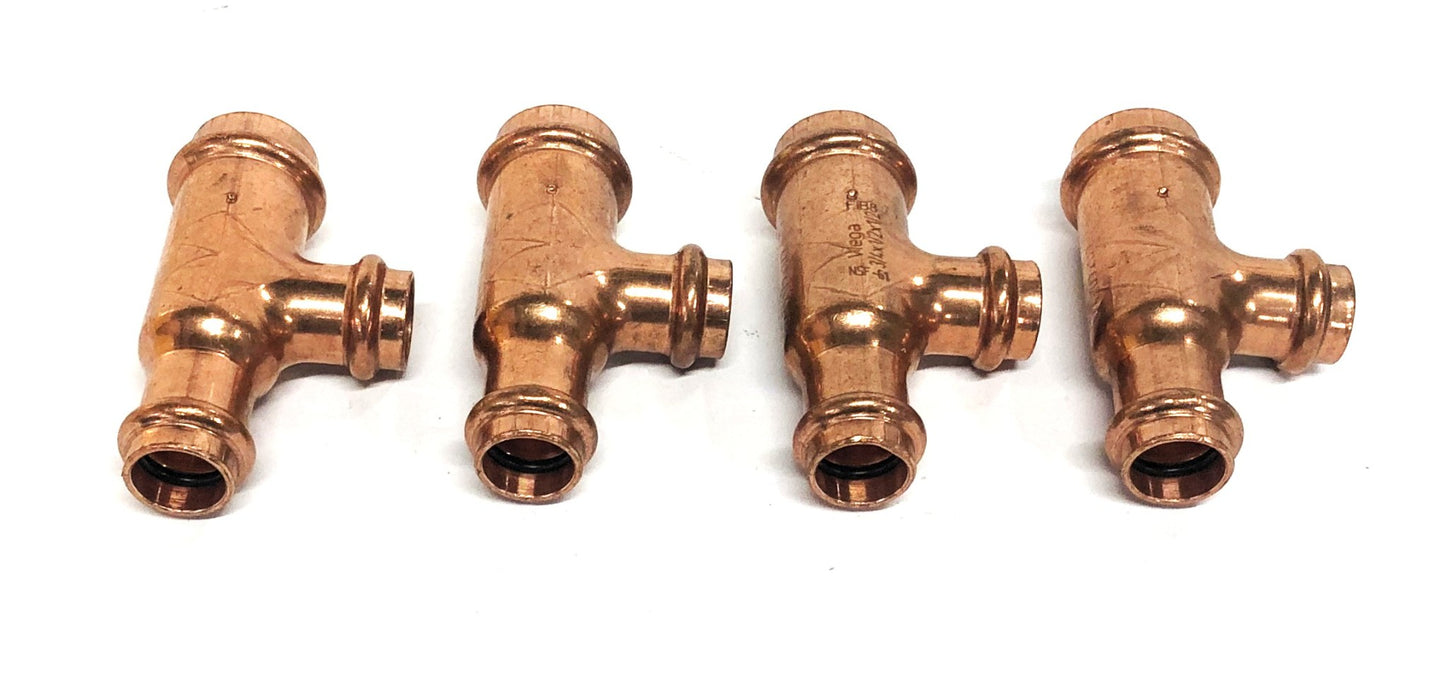 Viega 3/4x1/2x1/2 Inch Copper Reducer Tee FIB8 [Lot of 4] NOS