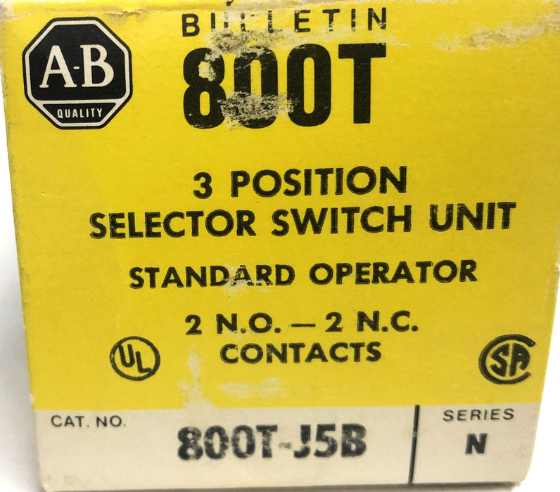 Allen-Bradley Series N 3 Position Selector Switch Unit 800T-J5B NOS