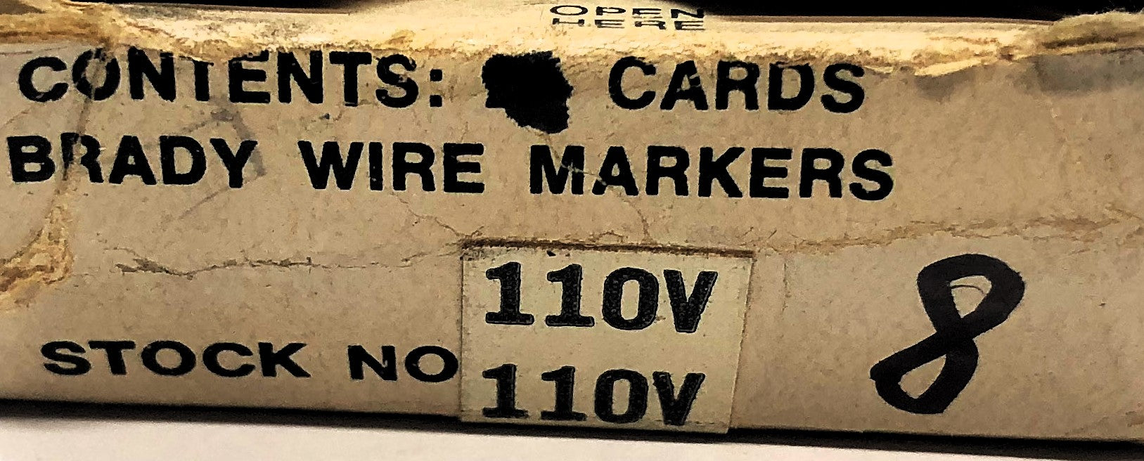 Brady Box of (8) B-500 110V Wire Marker Cards WM-110V NOS