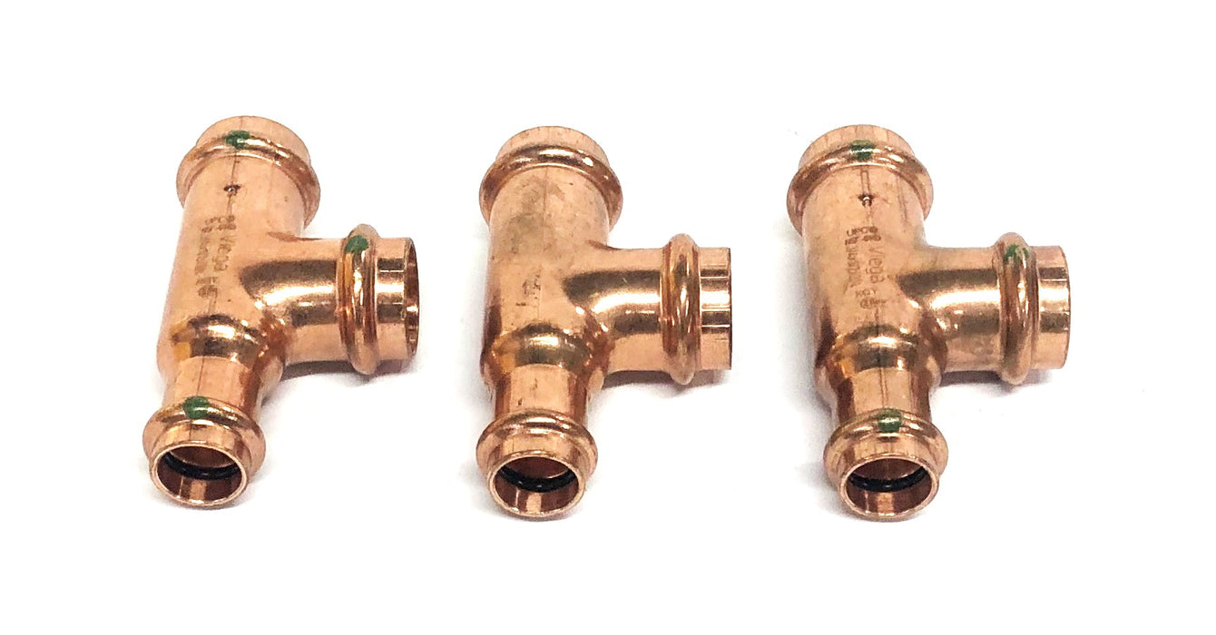 Viega NSF-61 Copper Reducer Tee 3/4x1/2x3/4 Inch [Lot of 3] NOS
