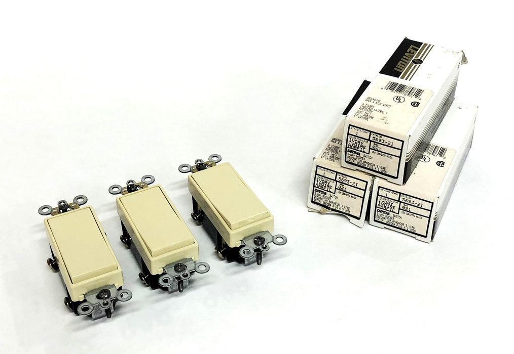 Leviton Ivory 3-Way Rocker 5693-2I [Lot of 3] NOS