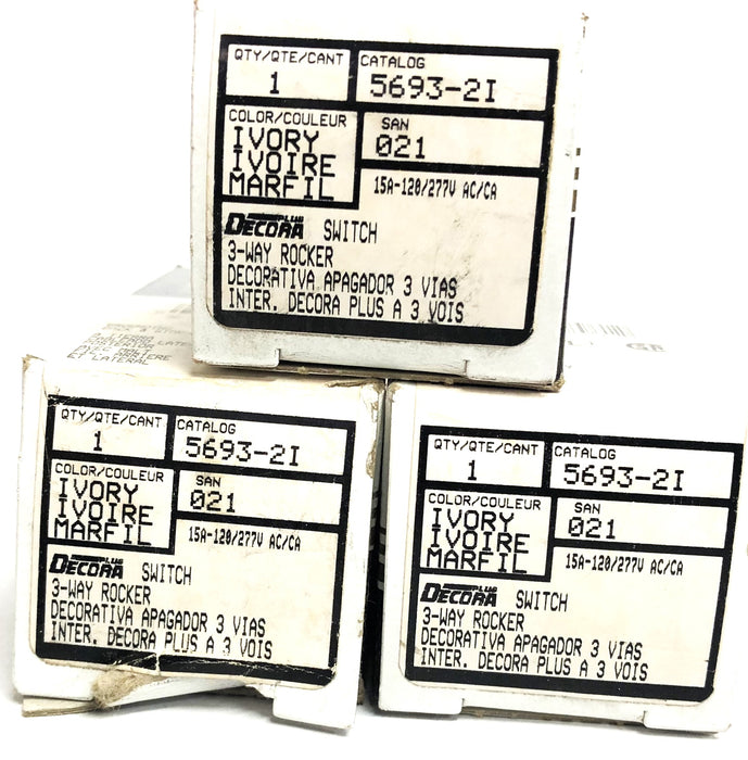 Leviton Ivory 3-Way Rocker 5693-2I [Lot of 3] NOS