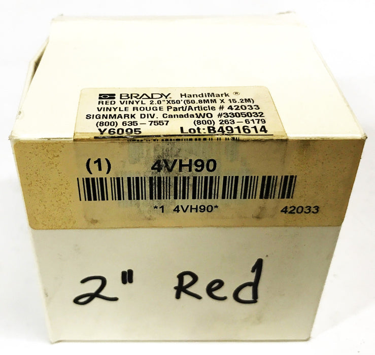 Brady Vinyl Label Tape Red 2 inch x 50 feet 42033 NOS