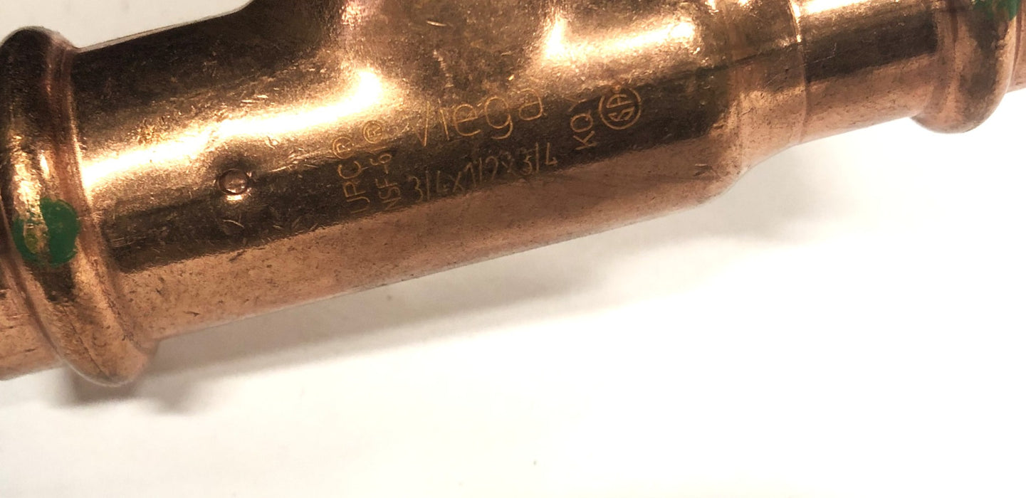 Viega NSF-61 Copper Reducer Tee 3/4x1/2x3/4 Inch [Lot of 3] NOS