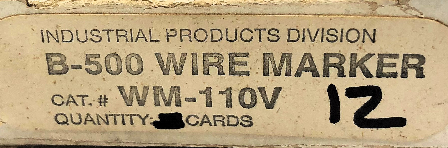 Brady Box of (12) B-500 110V Wire Marker Cards WM-110V NOS